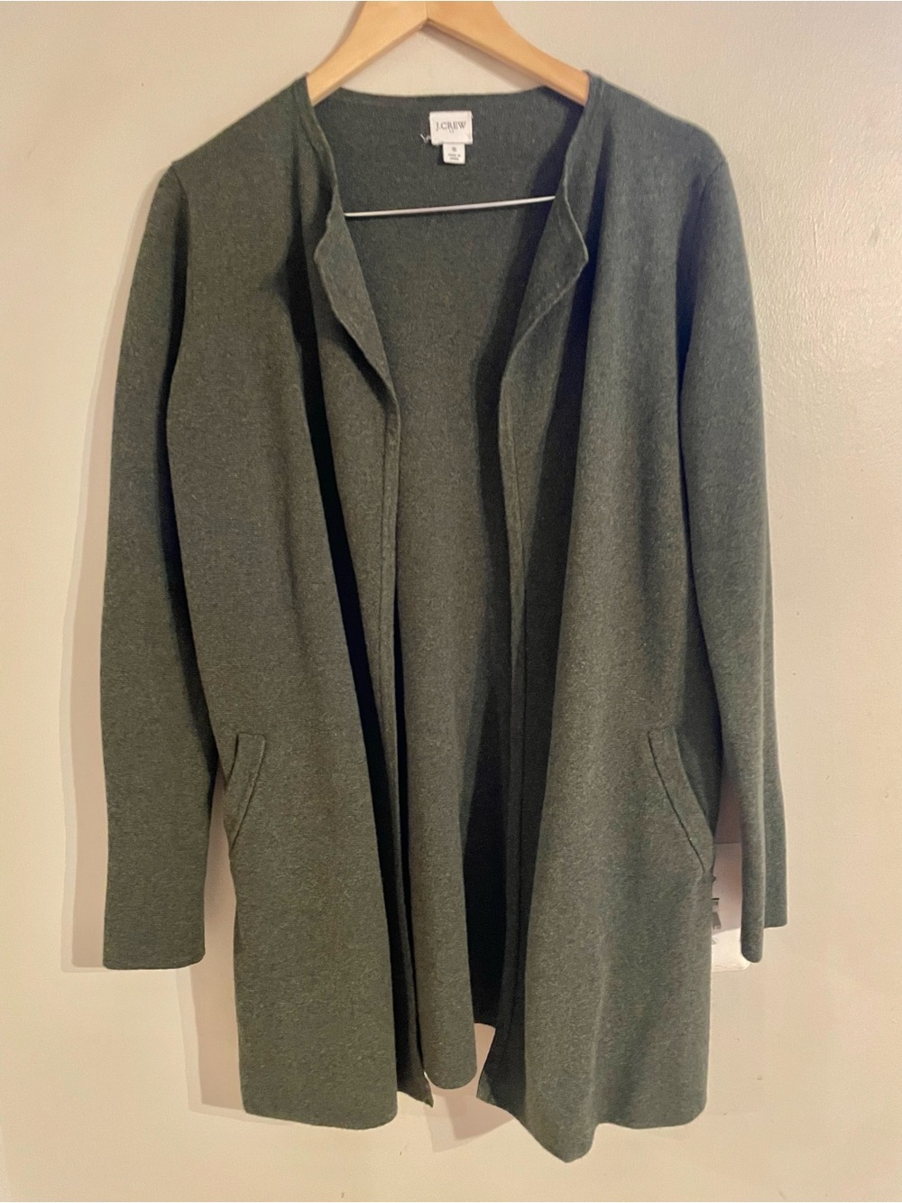 J. Crew Vanessa Olive Green Oversized Sweater Cardigan Jacket Sz Small - EUC